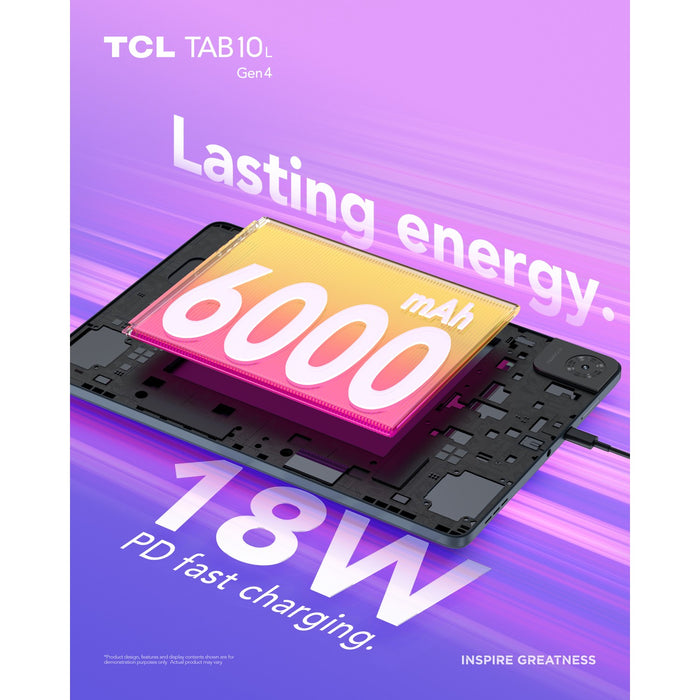 TCL TAB 10L Gen 4 Mediatek 64GB Storage 10.1" 4GB Ram Android 15 Anthracite | 8483A1-2ALCA111 Tablet TCL