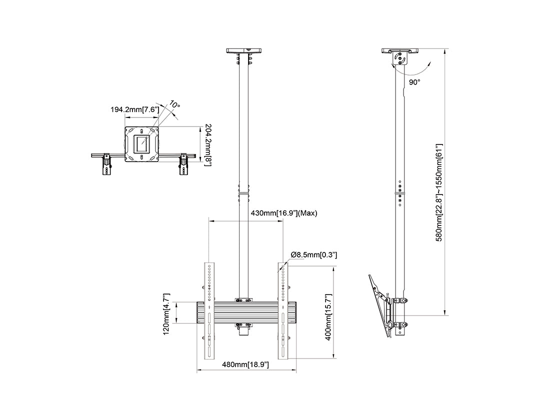 Multibrackets MBC1U Display Ceiling Mount Pro Ceiling Mount Bracket Multibrackets