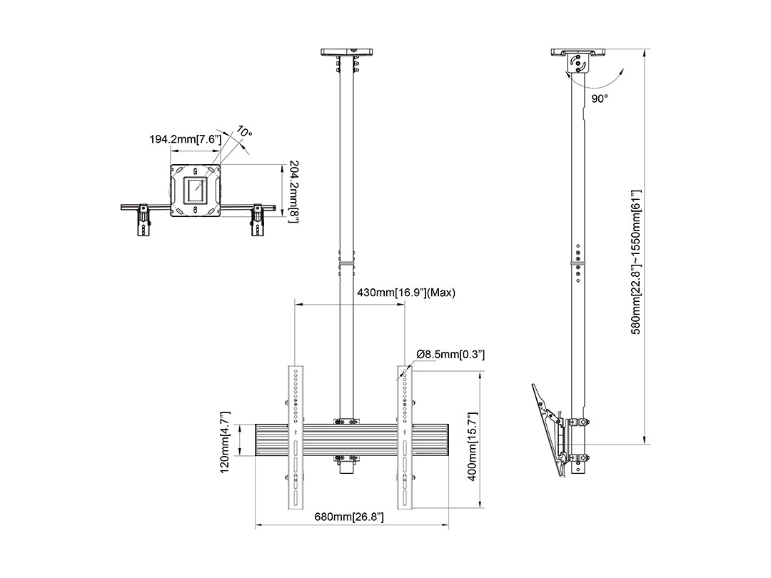 Multibrackets MBC1U Display Ceiling Mount Pro Ceiling Mount Bracket Multibrackets