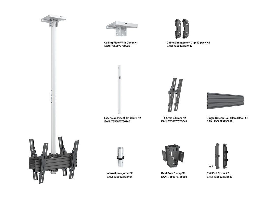 Multibrackets MBC1UX2 Display Ceiling Mount Pro - White Ceiling Mount Bracket Multibrackets
