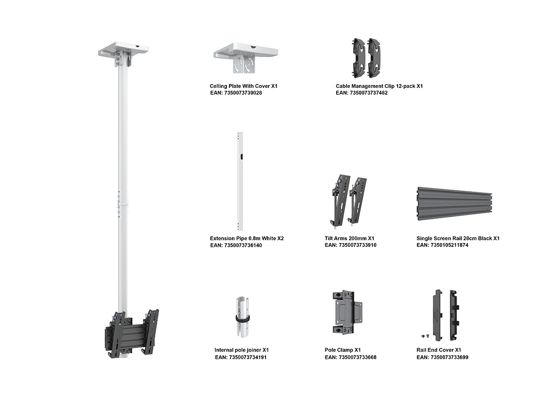 Multibrackets 24” - 42" - 1.5m Pole MBC1U Display Ceiling Mount Ceiling Mount Bracket Multibrackets