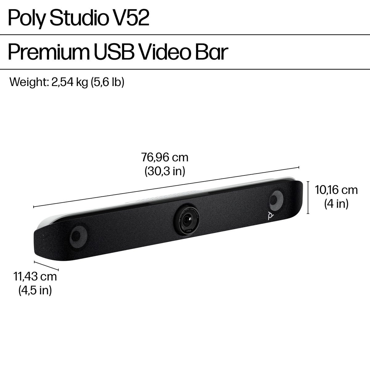 POLY Studio V52 USB Video Bar | A09D4AA#ABU Video Conferencing System Poly