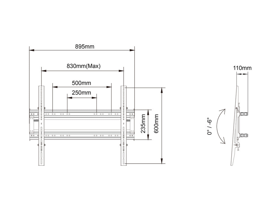 Multibrackets M Pro Series Dual Pole Bracket - 800X600 Wall Mount Bracket Multibrackets