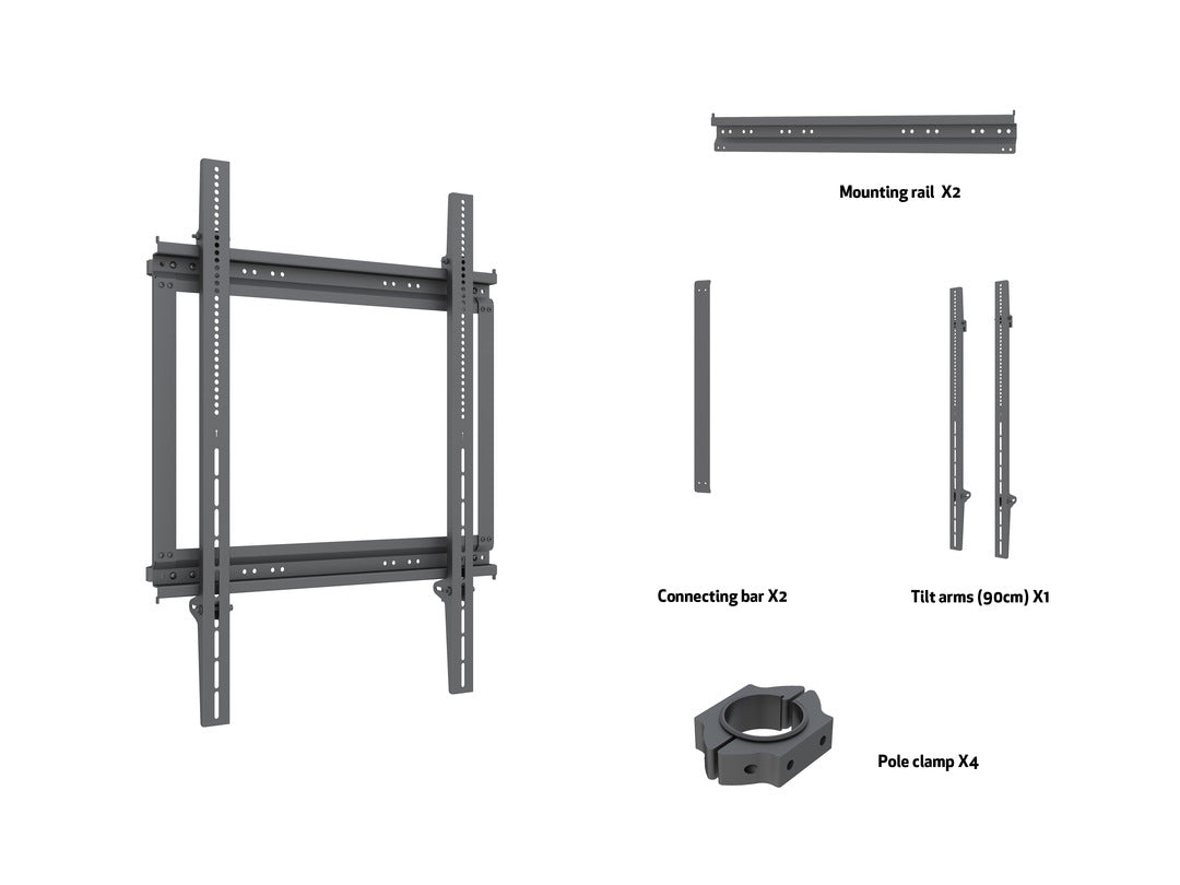 Multibrackets M Pro Series Dual Pole Bracket - 600X900 Wall Mount Bracket Multibrackets