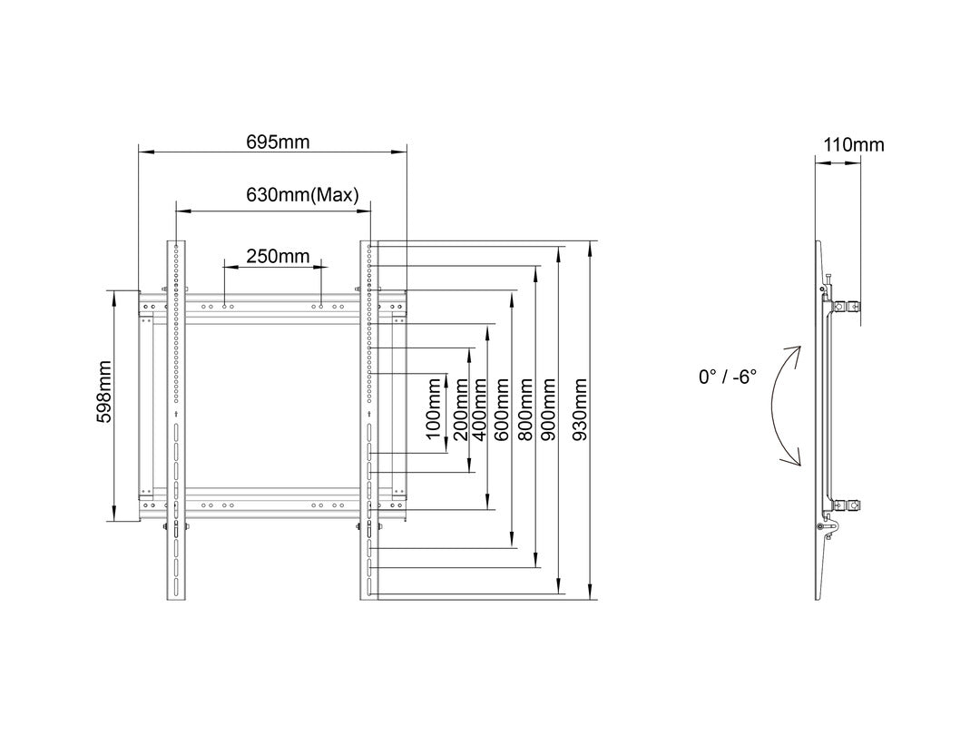 Multibrackets M Pro Series Dual Pole Bracket - 600X900 Wall Mount Bracket Multibrackets