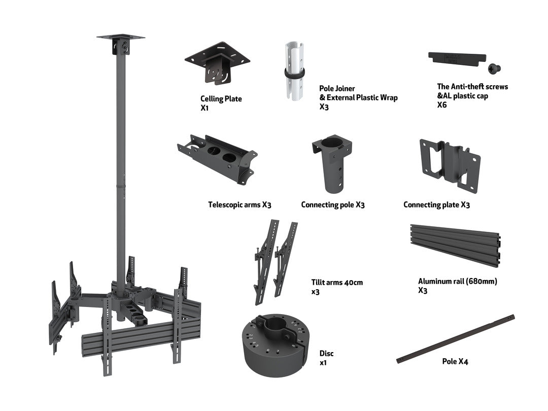 Multibrackets MBC3UHD Display Ceiling Mount Pro Ceiling Mount Bracket Multibrackets