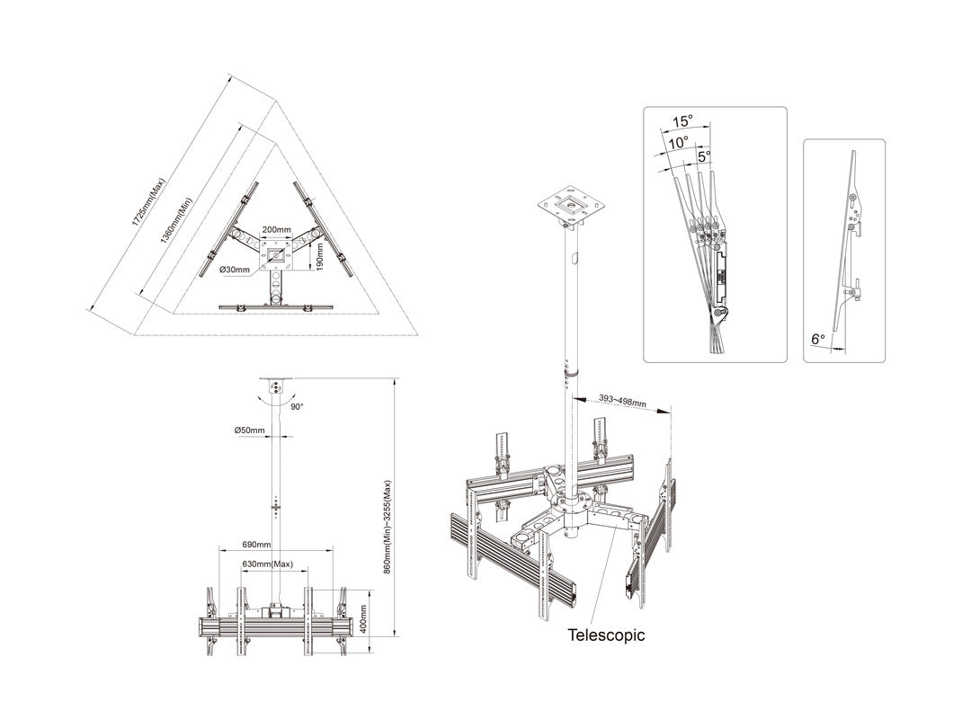 Multibrackets MBC3UHD Display Ceiling Mount Pro Ceiling Mount Bracket Multibrackets