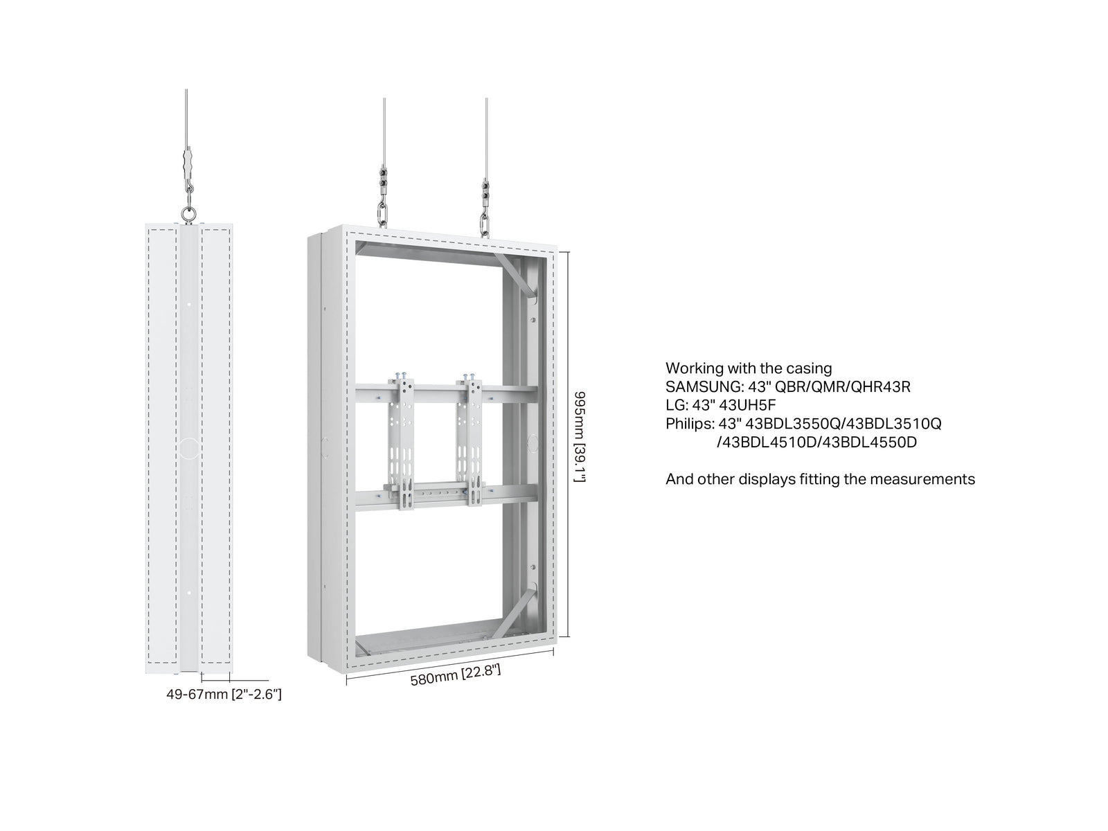 Multibrackets M Pro Series Enclosure 43" Wire Medium B2B White Signage Display Enclosures Multibrackets