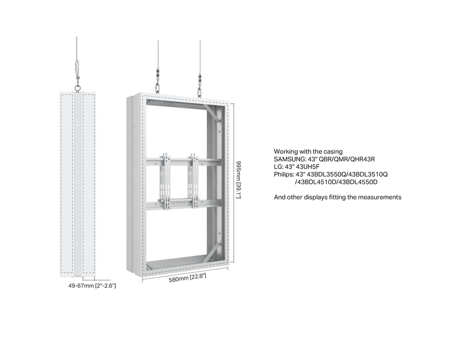 Multibrackets M Pro Series Enclosure 43" Wire Medium B2B White Signage Display Enclosures Multibrackets