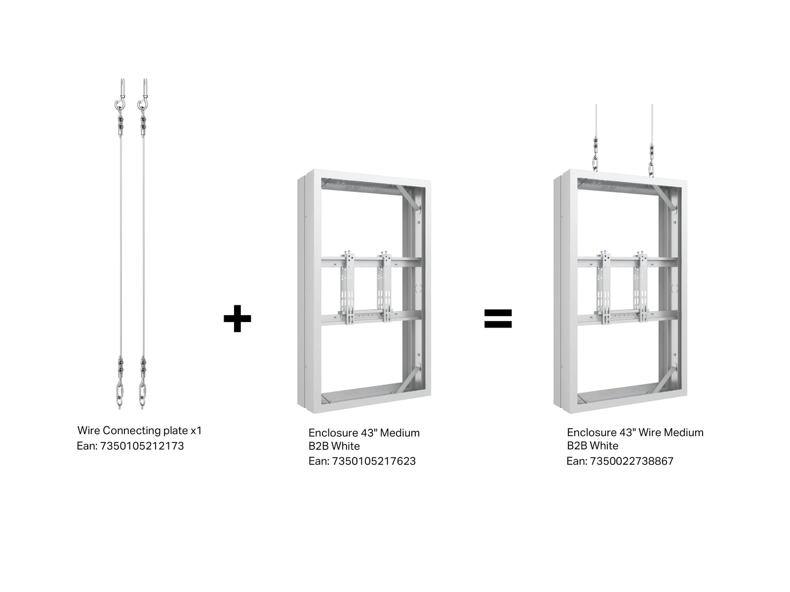 Multibrackets M Pro Series Enclosure 43" Wire Medium B2B White Signage Display Enclosures Multibrackets