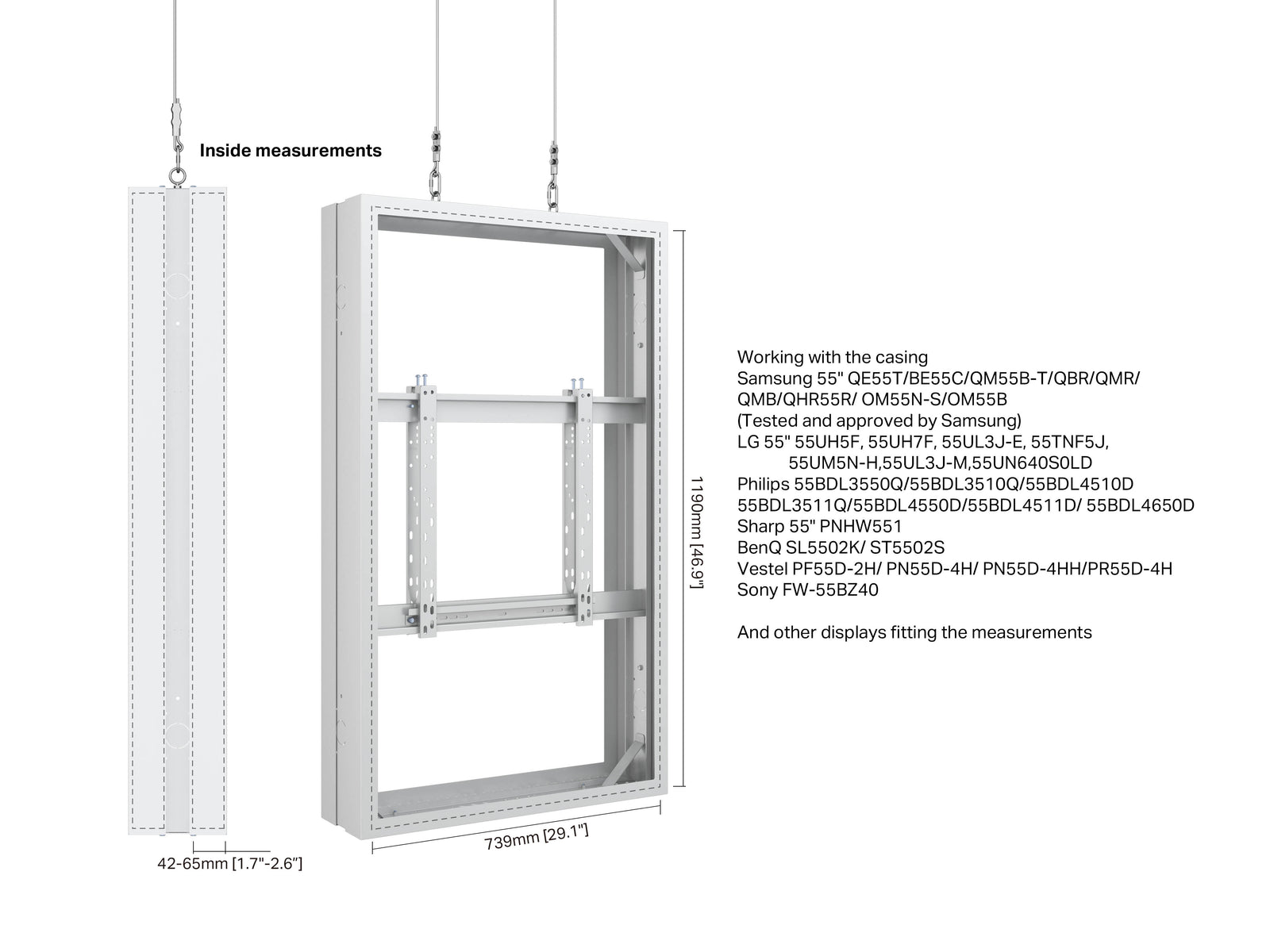 Multibrackets M Pro Series Enclosure 55" Wire Medium B2B White Signage Display Enclosures Multibrackets