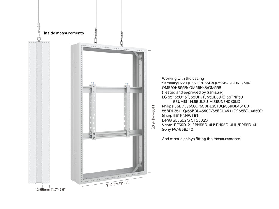 Multibrackets M Pro Series Enclosure 55" Wire Medium B2B White Signage Display Enclosures Multibrackets