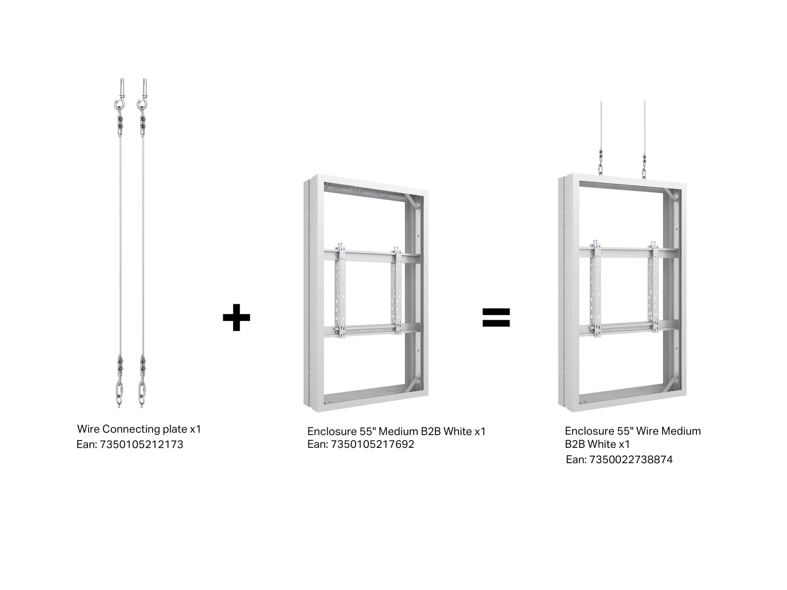 Multibrackets M Pro Series Enclosure 55" Wire Medium B2B White Signage Display Enclosures Multibrackets