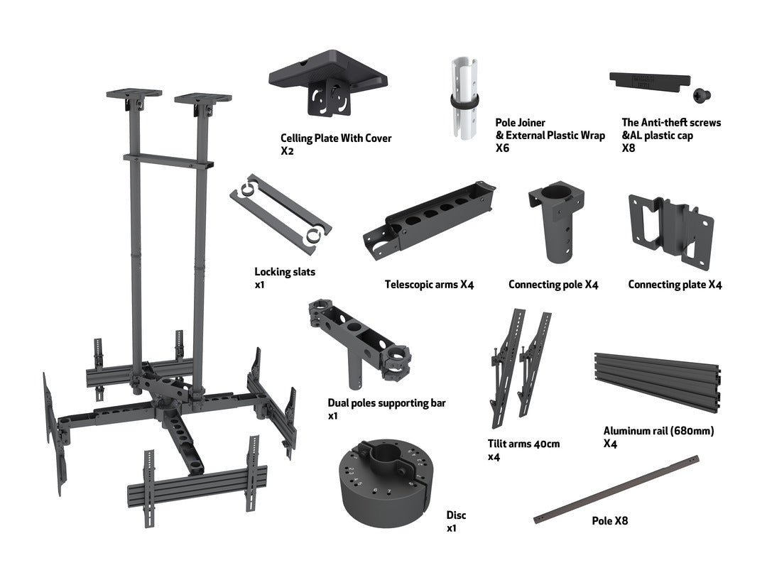 Multibrackets MBC4UHD Display Ceiling Mount Pro Ceiling Mount Bracket Multibrackets