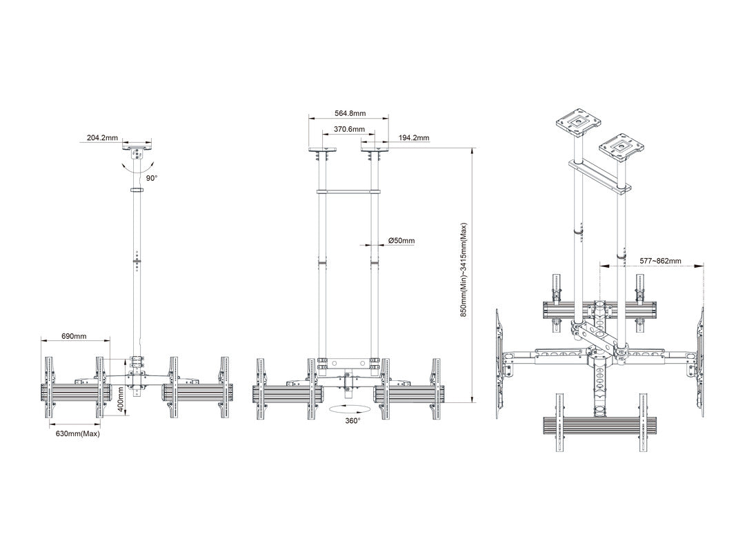 Multibrackets MBC4UHD Display Ceiling Mount Pro Ceiling Mount Bracket Multibrackets