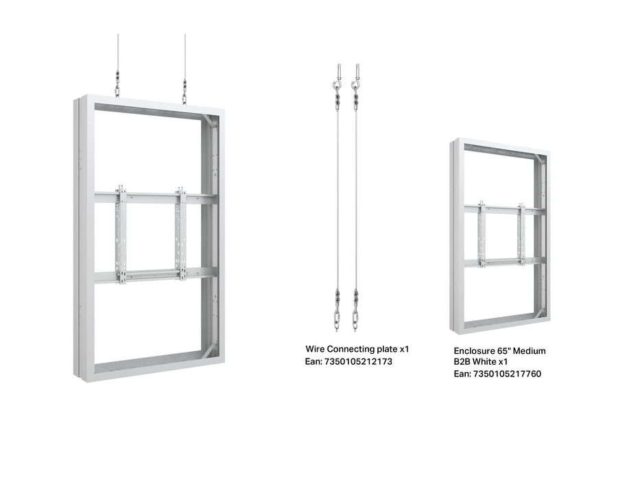 Multibrackets M Pro Series Enclosure 65" Wire Medium B2B White Signage Display Enclosures Multibrackets