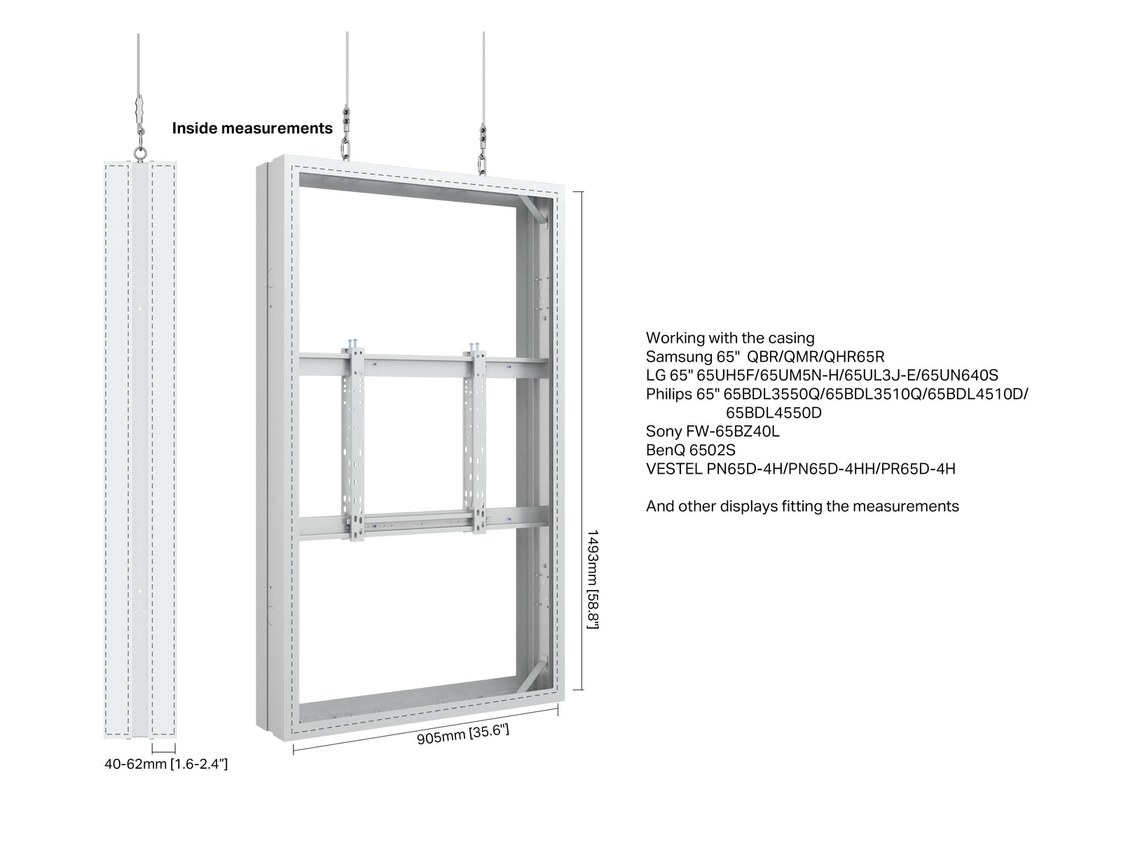 Multibrackets M Pro Series Enclosure 65" Wire Medium B2B White Signage Display Enclosures Multibrackets