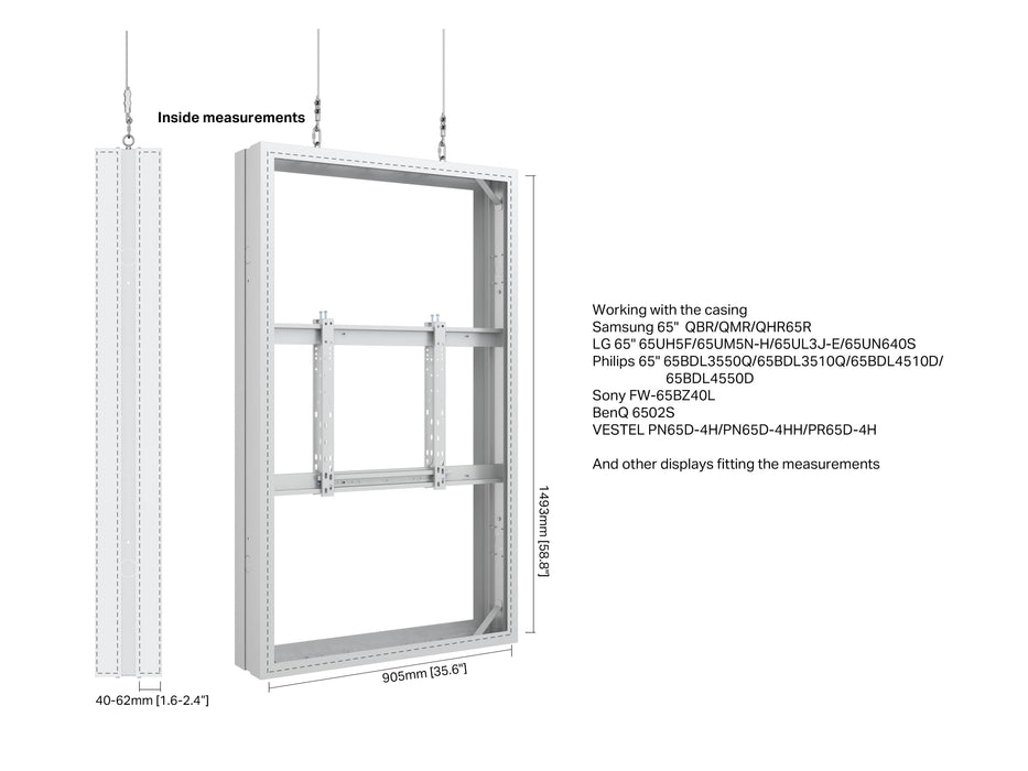 Multibrackets M Pro Series Enclosure 65" Wire Medium B2B White Signage Display Enclosures Multibrackets