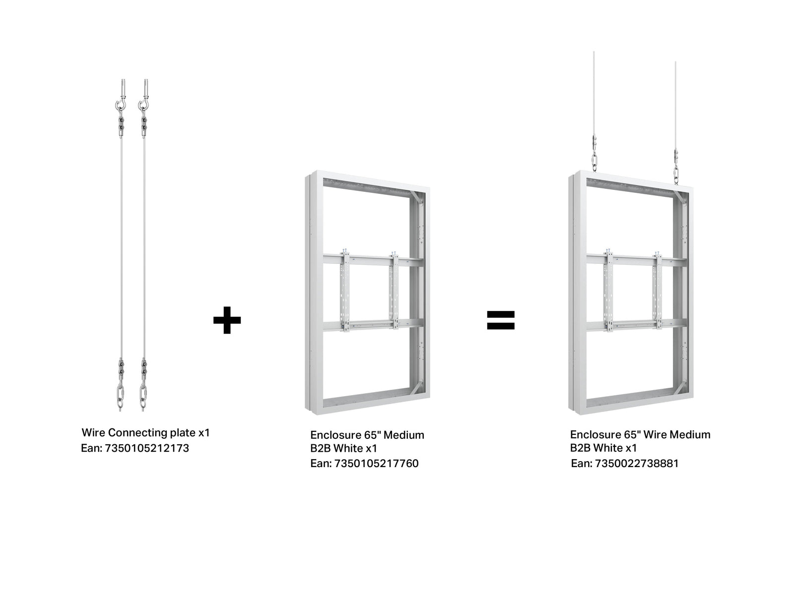 Multibrackets M Pro Series Enclosure 65" Wire Medium B2B White Signage Display Enclosures Multibrackets