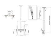 Multibrackets 32" - 65" 1.5m Pole Single Side Display Ceiling Mount Pro Ceiling Mount Bracket Multibrackets