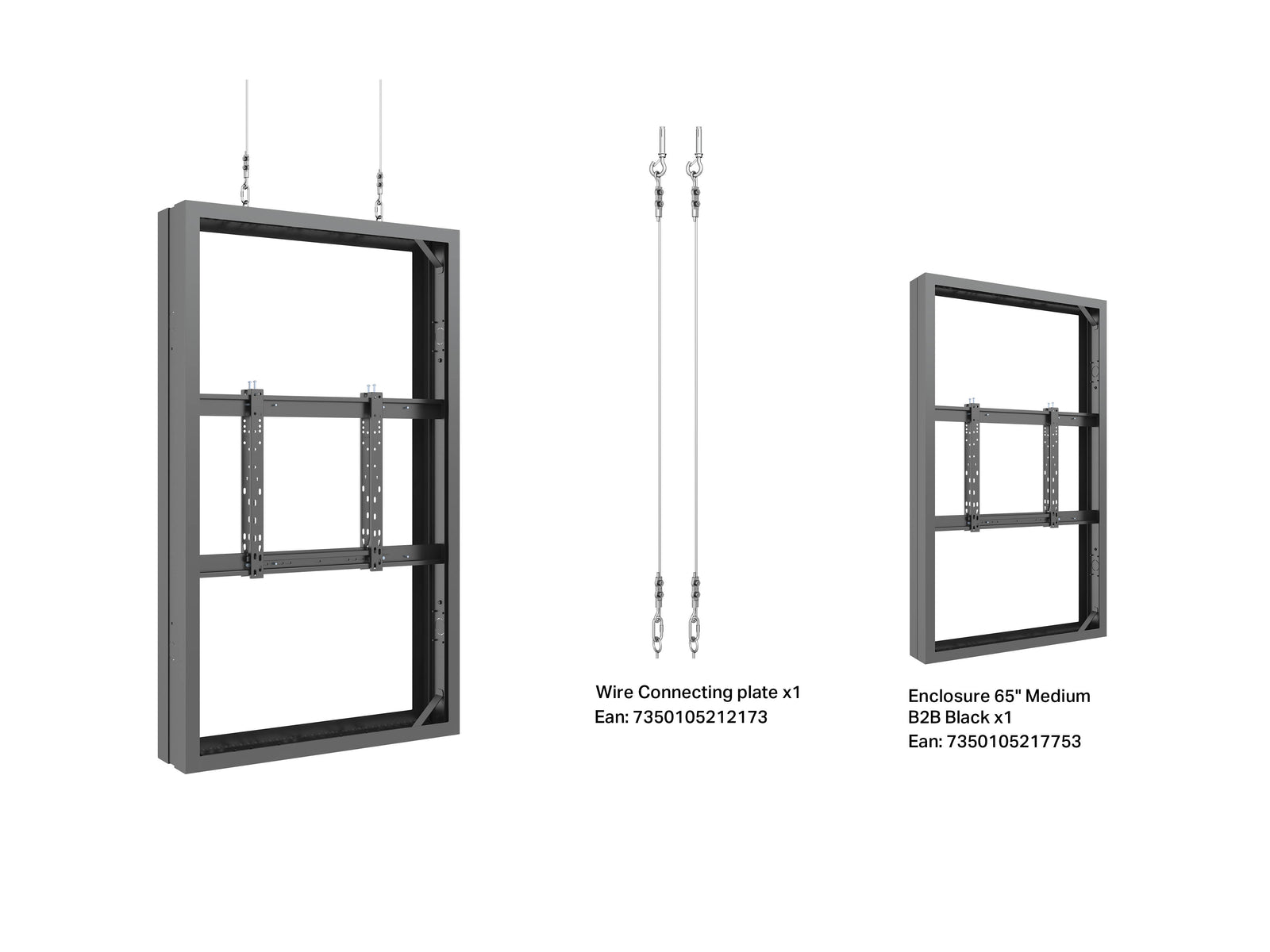 Multibrackets M Pro Series Enclosure 65" Wire Medium B2B Black Signage Display Enclosures Multibrackets