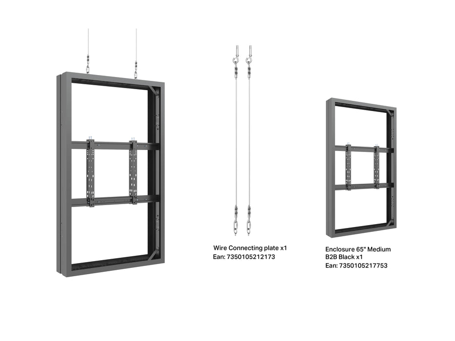 Multibrackets M Pro Series Enclosure 65" Wire Medium B2B Black Signage Display Enclosures Multibrackets