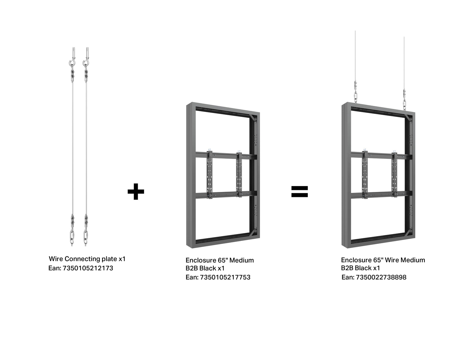 Multibrackets M Pro Series Enclosure 65" Wire Medium B2B Black Signage Display Enclosures Multibrackets