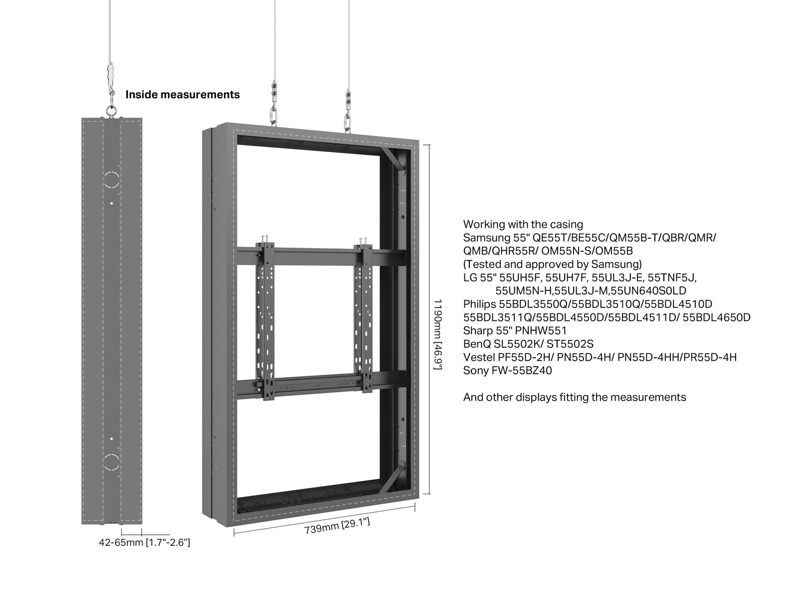 Multibrackets M Pro Series Enclosure 55" Wire Medium B2B Black Signage Display Enclosures Multibrackets