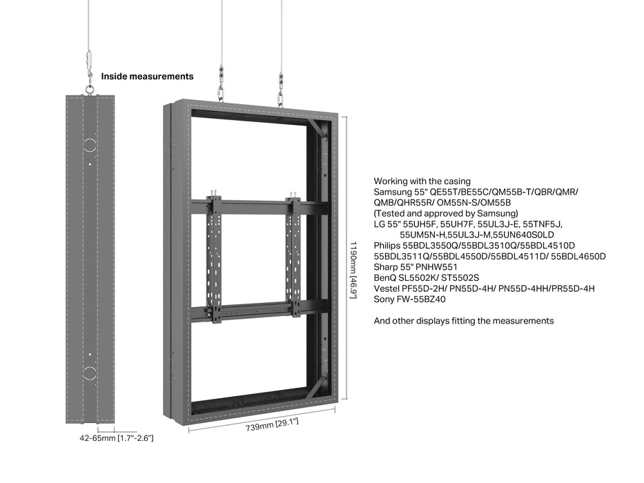 Multibrackets M Pro Series Enclosure 55" Wire Medium B2B Black Signage Display Enclosures Multibrackets