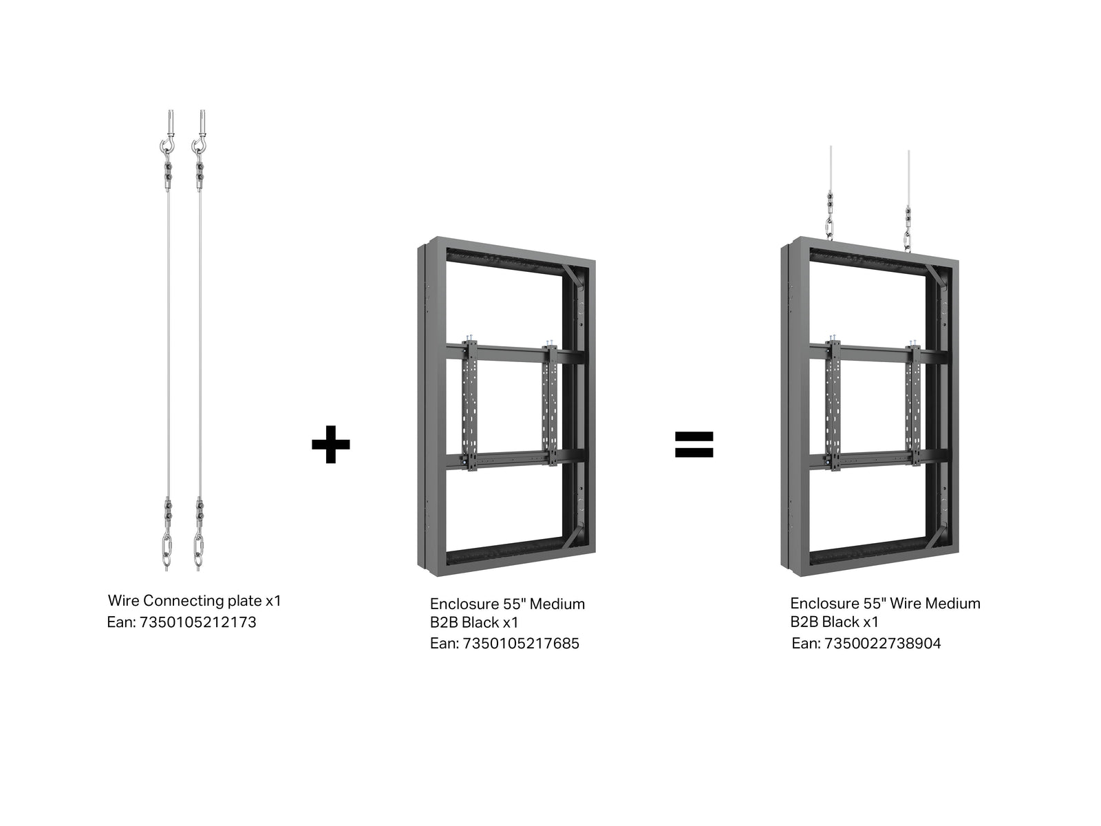 Multibrackets M Pro Series Enclosure 55" Wire Medium B2B Black Signage Display Enclosures Multibrackets