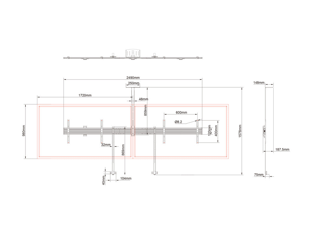 Multibrackets M Pro Series Collaboration - Side by Side 75" Wall Mount Bracket Multibrackets