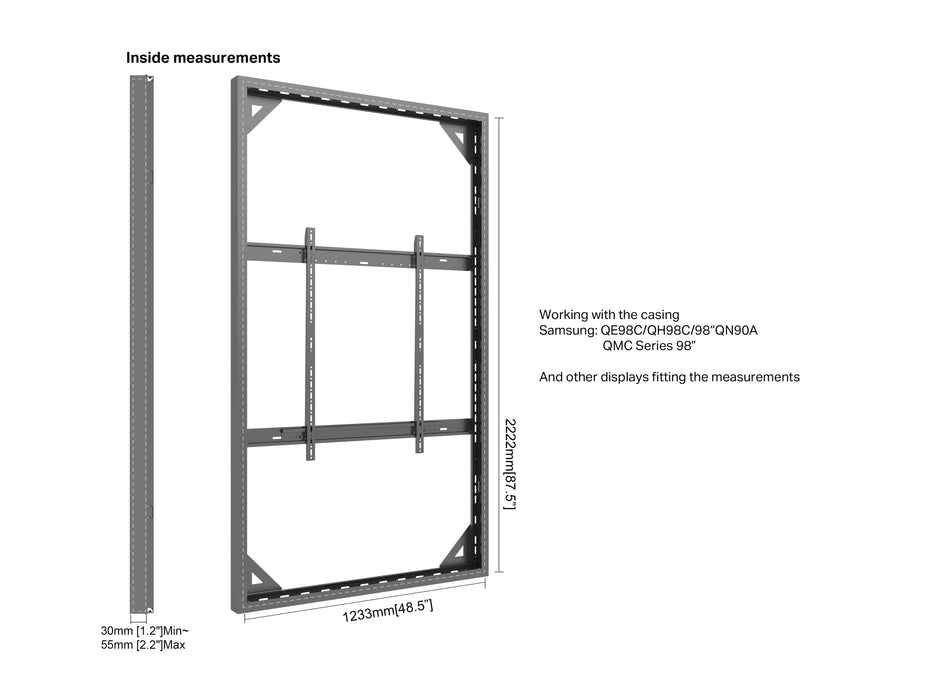 Multibrackets M Pro Series Enclosure 98" Wall Slaim Large Black Signage Display Enclosures Multibrackets
