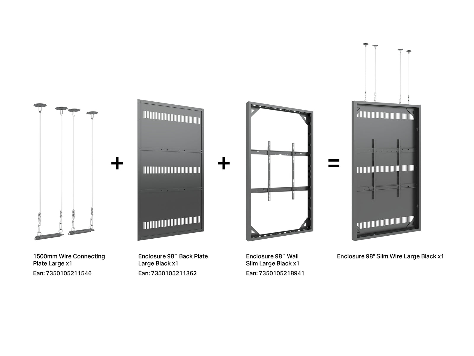 Multibrackets M Pro Series Enclosure 98" Wall Slaim Large Black Signage Display Enclosures Multibrackets
