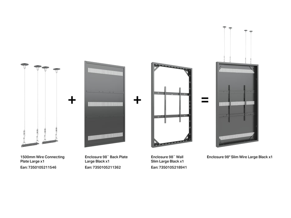 Multibrackets M Pro Series Enclosure 98" Wall Slaim Large Black Signage Display Enclosures Multibrackets