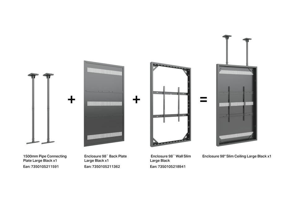 Multibrackets M Pro Series Enclosure 98" Wall Slaim Large Black Signage Display Enclosures Multibrackets