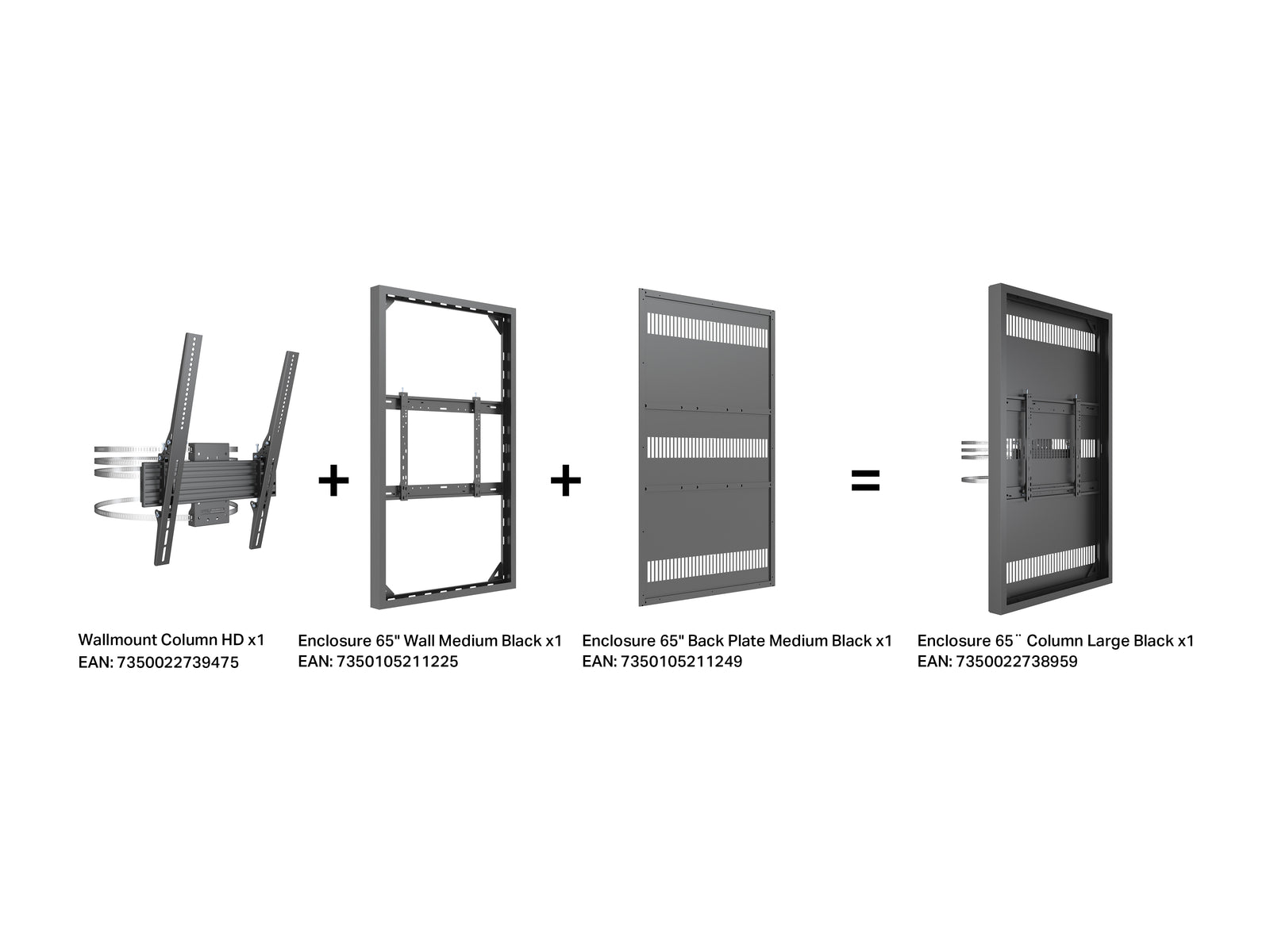 Multibrackets M Pro Series Enclosure 65" Column Large Black Signage Display Enclosures Multibrackets