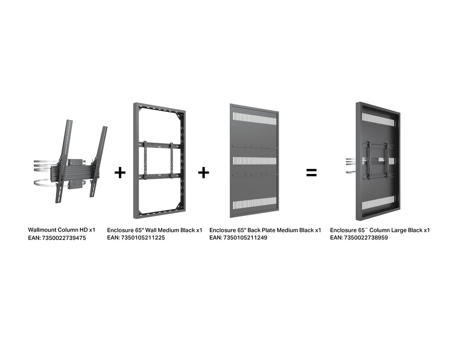 Multibrackets M Pro Series Enclosure 65" Column Large Black Signage Display Enclosures Multibrackets