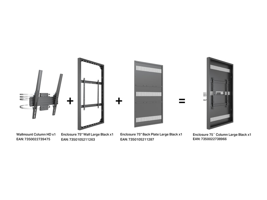 Multibrackets M Pro Series Enclosure 75" Column Large Black Signage Display Enclosures Multibrackets