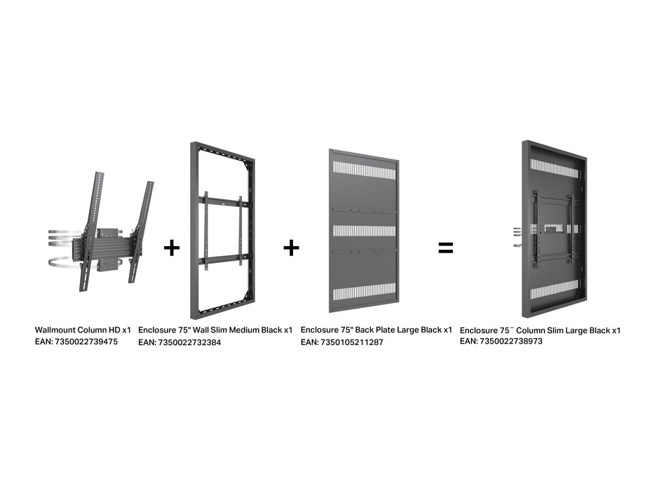 Multibrackets M Pro Series Enclosure 75" Column Slim Large Black Signage Display Enclosures Multibrackets