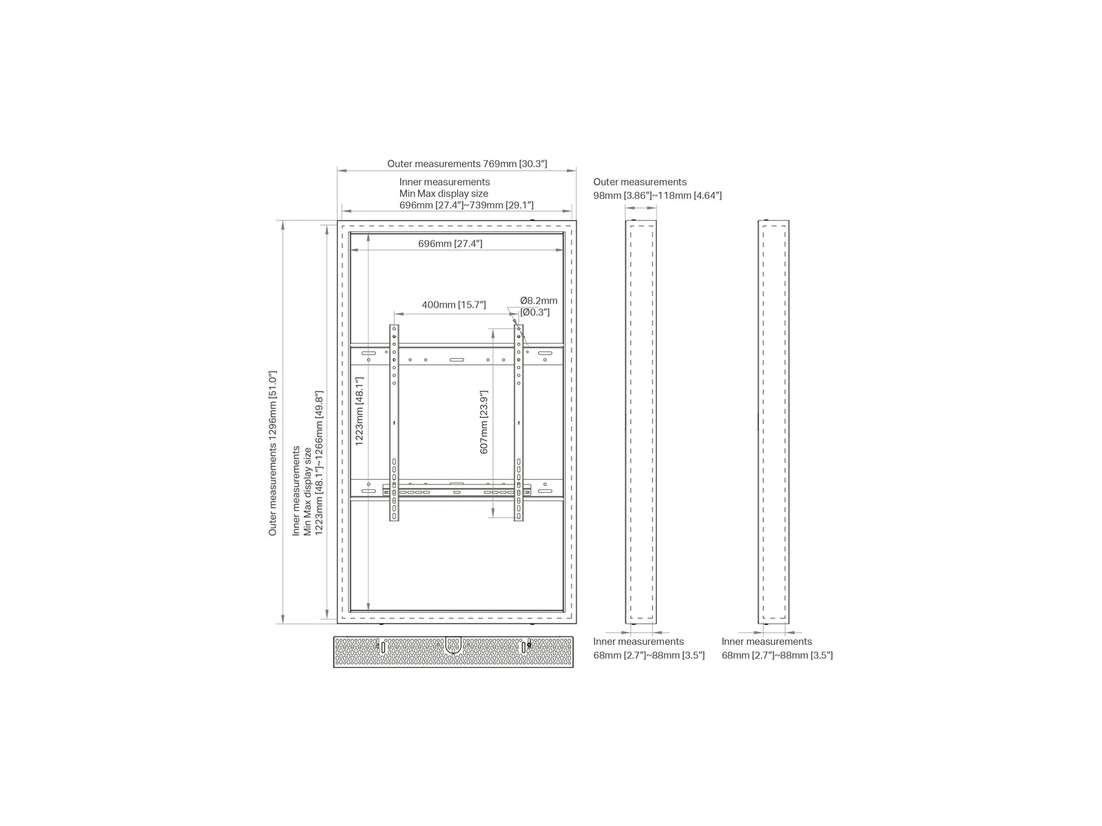 Multibrackets M Pro Series Enclosure 55" Kiosk High Brightness Black Signage Display Enclosures Multibrackets