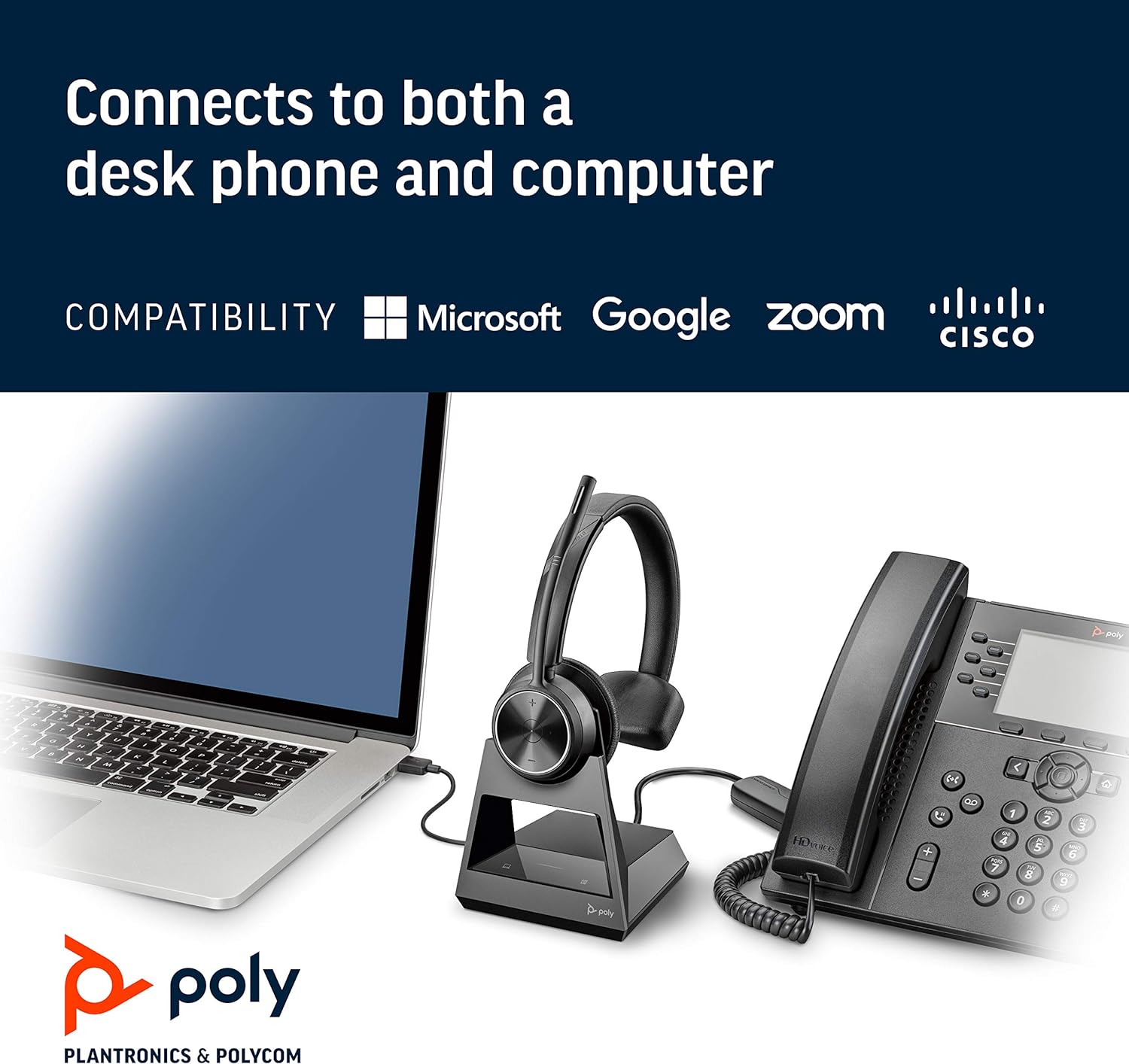 Poly Savi 7310 Wireless Black Headset Headset Poly