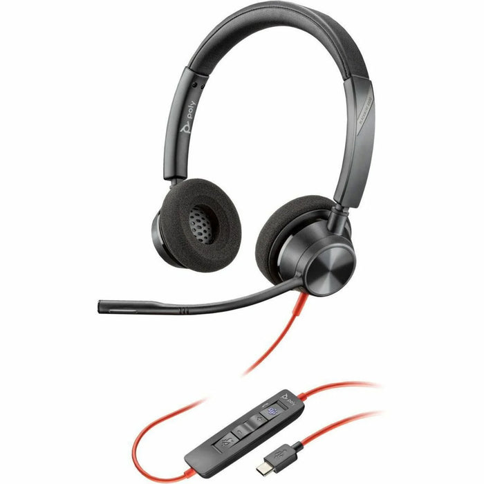 Poly Blackwire 3320 Stereo Microsoft Teams Certified USB-C Headset + USB-C/A Adapter | 8X220AA Headset Poly