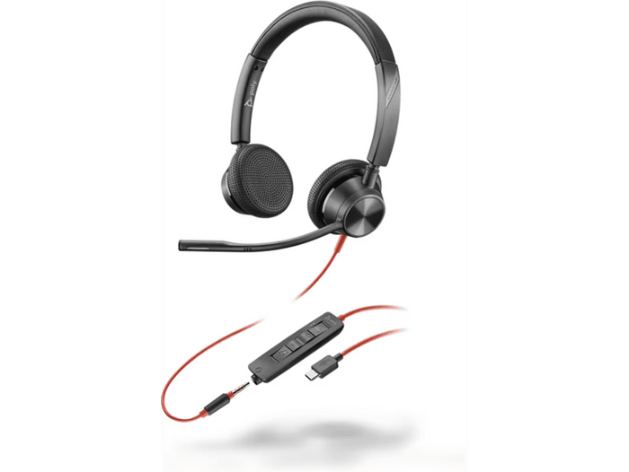 Poly Blackwire 3325 Stereo Microsoft Teams Certified USB-C Headset +3.5mm Plug +USB-C/A Adapter | 8X222AA Headset Poly