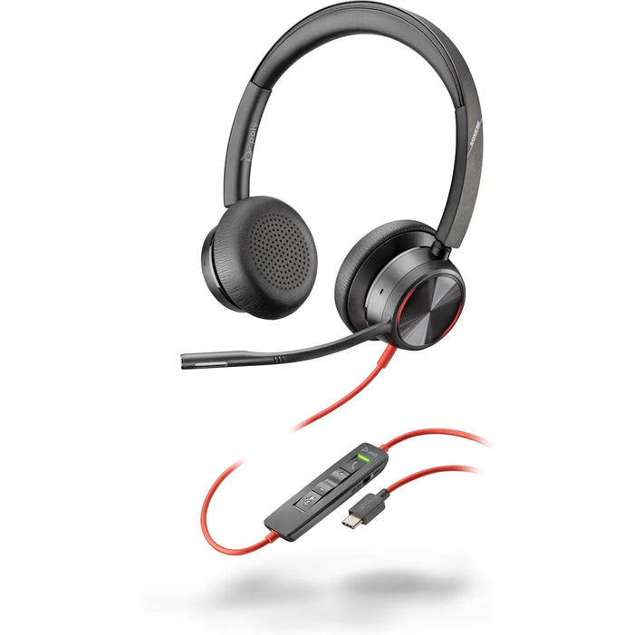 Poly Blackwire 8225 Stereo USB-C Headset + USB-C/A Adapter | 8X223AA Headset Poly