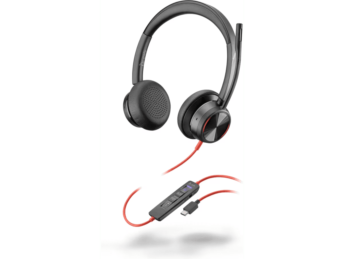 Poly Blackwire 8225 Stereo Microsoft Teams Certified USB-C Headset + USB-C/A Adapter | 8X225AA Headset Poly
