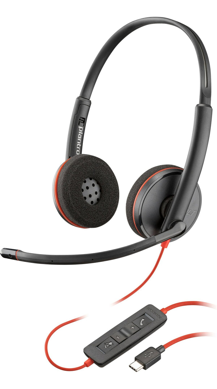 Poly Blackwire 3220 Stereo USB-C Headset + USB-C/A Adapter | 8X228A6 Headset Poly