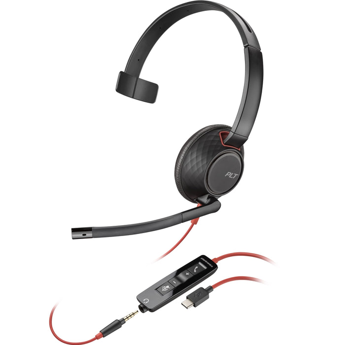 Poly Blackwire 5210 Monaural USB-C Headset + 3.5mm Plug + USB-C/A Adapter | 8X230A6 Headset Poly