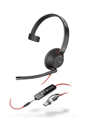 POLY Blackwire 5210 Monaural USB-C Headset + 3.5mm Plug + USB-C/A Adapter Headset Poly