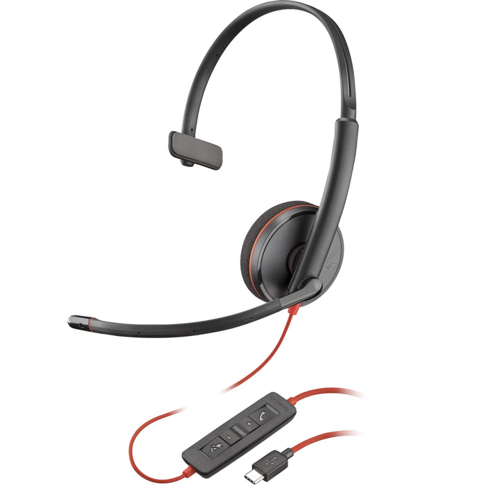Poly Blackwire 3210 Monaural USB-C Black Headset + USB-C/A Adapter | 8X2J8A6 Headset Poly