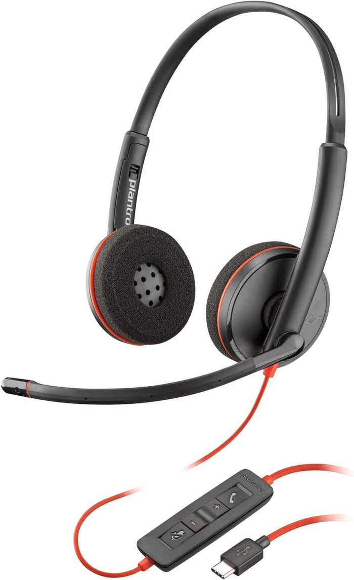 Poly Blackwire 3220 Wired On-ear Stereo Headset Black | 8X2J9A6 Headset Poly